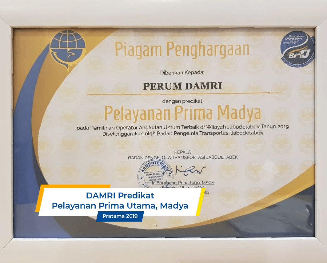 DAMRI Predikat Pelayanan Prima Utama, Madya & Pratama